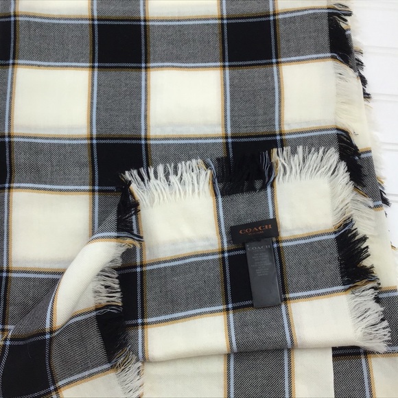 COACH NEW YORK Horse & Carriage Wool Plaid Scarf - Picture 3 of 8